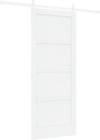 vidaXL Συρόμενη Πόρτα Λευκό 83 x 202 εκ. Μασίφ Ξύλο Πεύκου