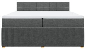 Κρεβάτι Boxspring με Στρώμα Σκούρο Γκρι 200x200 εκ. Υφασμάτινο - Γκρι