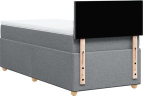 vidaXL Κρεβάτι Boxspring με Στρώμα Ανοιχτό Γκρι 90x200 εκ. Υφασμάτινο