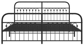 Πλαίσιο Κρεβατιού με Κεφαλάρι&amp;Ποδαρικό Μαύρο 183x213εκ. Μέταλλο - Μαύρο