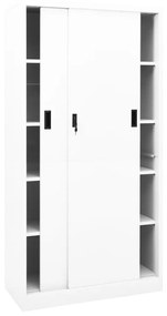 Ντουλάπι Γραφείου με Συρόμενη Πόρτα Λευκό 90x40x180 εκ Ατσάλινο - Λευκό