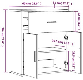 Βοηθητικά Ντουλάπια 2 τεμ. Μαύρο 60x31x70 εκ. Επεξεργ. Ξύλο - Μαύρο