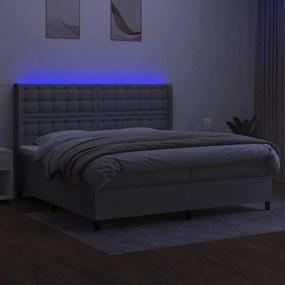 vidaXL Κρεβάτι Boxspring με Στρώμα & LED Αν.Γκρι 200x200εκ. Υφασμάτινο