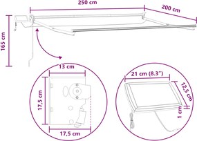 vidaXL Χειροκίνητη αναδιπλούμενη τέντα με LED Άμμος