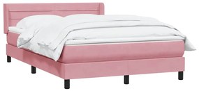 vidaXL Κρεβάτι Boxspring με Στρώμα Ροζ 160x210 εκ. Βελούδινο