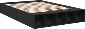 vidaXL Πλαίσιο Κρεβατιού Μαύρο 135x190 εκ. Επεξεργ. Ξύλο