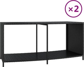 vidaXL Ράφια Αποθήκευσης 2 τεμ. Μαύρα από Συνθετικό Ρατάν