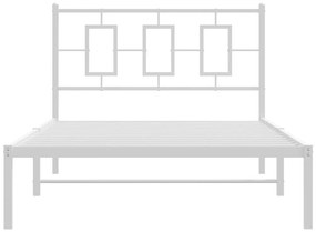 Πλαίσιο Κρεβατιού με Κεφαλάρι Λευκό 107 x 203 εκ. Μεταλλικό - Λευκό