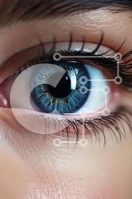 Intra Συλλεκτικό Ξύλινο Παζλ Plywood 4mm - Κοντινή όψη του μπλε ματιού μιας γυναίκας Σε Ξύλινο Κουτί - Διαστάσεις Puzzle: 10x10 cm – 25 κομμάτια