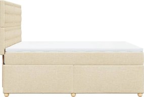 vidaXL Κρεβάτι Boxspring με Στρώμα Κρεμ 140x200 εκ. Υφασμάτινο