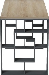 Γραφείο με ραφιέρα Labirent  pakoworld ανθρακί-sonoma 140x60x75εκ