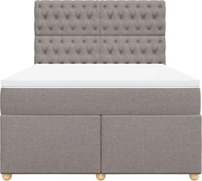 vidaXL Κρεβάτι Boxspring με Στρώμα Taupe 140x190 εκ. Υφασμάτινο