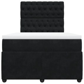 vidaXL Κρεβάτι Boxspring με Στρώμα Μαύρο 120x190 εκ. Βελούδινο