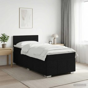 vidaXL Κρεβάτι box spring με στρώμα Μαύρο 90 x 190 cm Ύφασμα