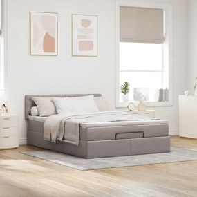 vidaXL Οθωμανικό κρεβάτι με στρώμα Taupe 140x200cm ύφασμα