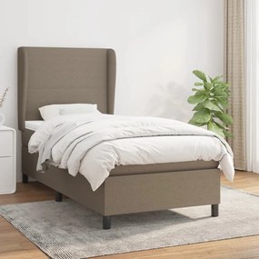 Κρεβάτι Boxspring με Στρώμα Taupe 100 x 200 εκ. Υφασμάτινο - Μπεζ-Γκρι