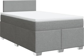vidaXL Κρεβάτι Boxspring με Στρώμα Ανοιχτό Γκρι 120x200 εκ. Υφασμάτινο