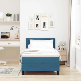 vidaXL Κρεβάτι με Στρώμα Στρώση Σκούρο Μπλε 90x200 εκ. Βελούδο