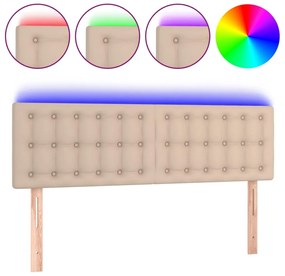 vidaXL Κεφαλάρι Κρεβατιού LED Καπουτσίνο 144x5x78/88 εκ. Συνθετ. Δέρμα