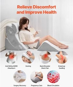 VEVOR Orthopedic Bed Wedge Pillow 4 Pcs Adjustable for Back Leg Neck GERD Sleep