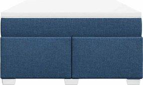 vidaXL Κρεβάτι Boxspring με Στρώμα Μπλε 140x190 εκ. Υφασμάτινο