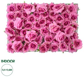 20357 GloboStar® Artificial Garden ROSES STORY 20357 Τεχνητό Διακοσμητικό Πάνελ Λουλουδιών - Κάθετος Κήπος σύνθεση Βυσσινί Τριαντάφυλλα Μ40 x Π60 x Υ15cm