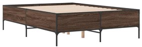 vidaXL Πλαίσιο Κρεβατιού Καφέ Δρυς 160x200 εκ. Επεξ. Ξύλο &amp; Μέταλλο