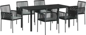 vidaXL Σέτ φαγητού για κήπο 7 pcs Μαύρο Ράτα PE