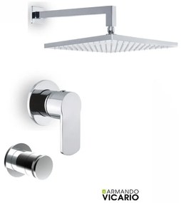 Armando Vicario GLAM Μίκτης εντοιχισμού &amp; περιστροφικός εκτροπέας 3 εξόδων &amp; Κεφαλή Ντους 30εκ με μπράτσο τοίχου Chrome