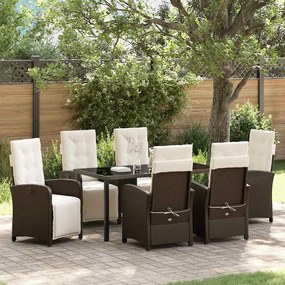 vidaXL Σέτ φαγητού για κήπο 7 pcs Καφέ συνθετικό ρατάν