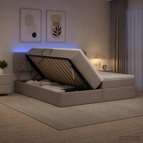 vidaXL LED Κρεβάτι αποθήκευσης με στρώμα Taupe 200 x 200 cm Ύφασμα