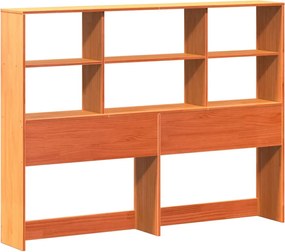 vidaXL Κρεβάτι Βιβλιοθήκη Χωρίς Στρώμα Καφέ 135x190 εκ Μασίφ Πεύκο