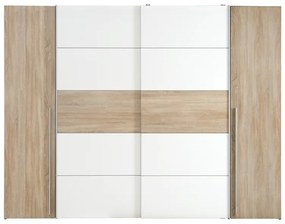 Ντουλάπα ρούχων Verzo pakoworld τετράφυλλη oak-λευκό μελαμίνης 270,5x61.5x210.5εκ
