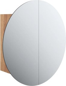 vidaXL Ντουλάπι Μπάνιου με Στρογγυλό Καθρέφτη&amp;LED Δρυς 40x40x17,5 εκ.