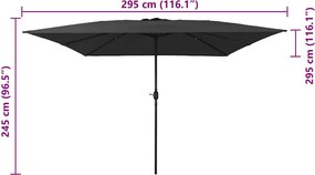 vidaXL Ομπρέλα Κήπου Ανθρακί 295 x 295 x 245 εκ