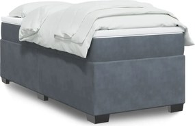 vidaXL Κρεβάτι Boxspring με Στρώμα Σκούρο Γκρι 90x200 εκ. Βελούδινο