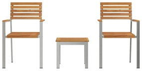 vidaXL Σέτ φαγητού για κήπο 3 pcs Καφέ Στερεό Ξύλο Τίκ