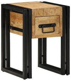 vidaXL Τραπέζι με Συρτάρι Μαύρο 30x30x40 εκ Μασίφ Ξύλο Μάνγκο