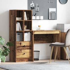 vidaXL Γραφείο με αποθηκευτικό χώρο 2 pcs Παλιό Ξύλο 80 x 40 x 76 εκ.