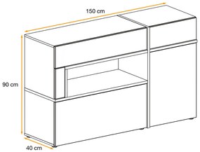 Mixed Μπουφές Λευκός 150x90x45