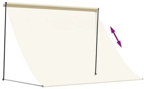 vidaXL Τέντα Συρόμενη Κρεμ 250 x 150 εκ. από Ύφασμα και Ατσάλι