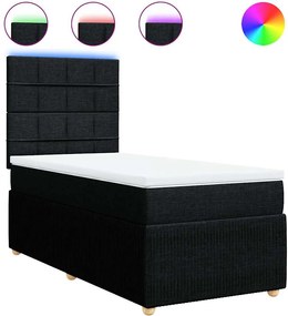 vidaXL Κρεβάτι Boxspring με Στρώμα Μαύρο 100 x 200 εκ. Υφασμάτινο