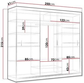 Ντουλάπα Vista-Μήκος: 250 εκ.-Λευκό