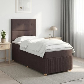 vidaXL Κρεβάτι box spring με στρώμα Σκούρο Καφέ 80 x 200 cm Ύφασμα