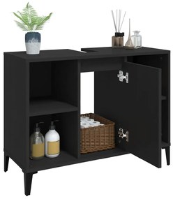 vidaXL Ντουλάπι Νιπτήρα Μαύρο 80 x 33 x 60 εκ. Επεξεργασμένο Ξύλο
