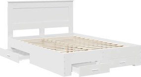 vidaXL Σκελετός Κρεβατιού Λευκό 140 x 190 cm Επεξεργασμένο Ξύλο