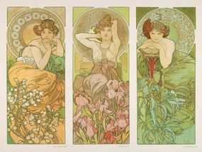 Αναπαραγωγή Topaz, Amethyst & Emerald (Three Beautiful Art Nouveau Ladies) - Alphonse / Alfons Mucha, (40 x 30 cm)