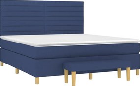 vidaXL Κρεβάτι Boxspring με Στρώμα Μπλε 180x200 εκ. Υφασμάτινο