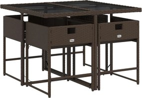 vidaXL Σετ Τραπεζαρίας Κήπου 5 Τεμαχίων Καφέ Συνθ. Ρατάν με Μαξιλάρια