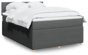 ΚΡΕΒΑΤΙ BOXSPRING ΜΕ ΣΤΡΩΜΑ ΣΚΟΥΡΟ ΓΚΡΙ 140X200 ΕΚ ΥΦΑΣΜΑΤΙΝΟ 3289780